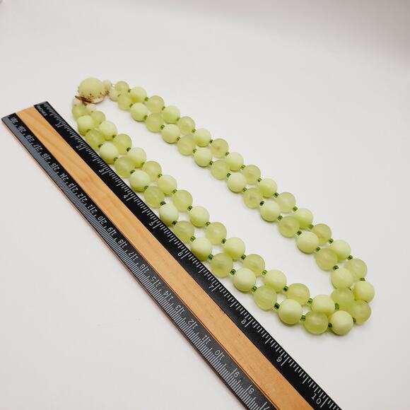 Vintage Austrian Green Lucite Two Strand Beaded Necklace 19” Signed - Picture 7 of 9